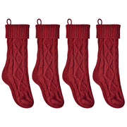 4 Pack Personalized Christmas Stockings 18 Inches Large Size Cable Knitted Stocking Gifts & Decorations for Family Holiday Xmas Party, Burgundy, on fireplace mantel, stairs, Christmas tree, windows - Seasonal Spectra