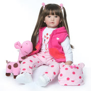 24" Beautiful Simulation Baby Long Hair Girl Wearing a Deer Dress Doll - Seasonal Spectra