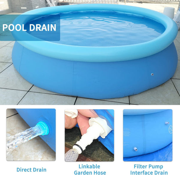 Inflatable Swimming Pool Above Ground with Electric Air Pump & Filter Pump