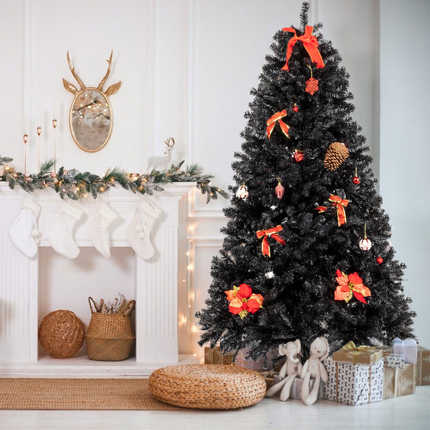 7.5ft 2500 Branches Without Lights Without Pine Cones Tied Tree Structure Christmas Tree Black - Seasonal Spectra