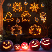 Halloween Window Hanging LED Lights Spider Pumpkin - Seasonal Spectra