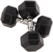 Rubber Coated Hex Dumbbells, Home Gym Training Hex Dumbbell with Metal Handle, 25lbs Free Weights in Pairs or Single