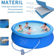 Inflatable Swimming Pool Above Ground with Electric Air Pump & Filter Pump