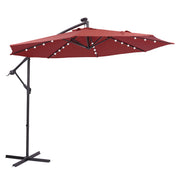 10 FT Solar LED Patio Outdoor Umbrella Hanging Cantilever Umbrella Offset Umbrella Easy Open Adjustment with 32 LED Lights - Seasonal Spectra