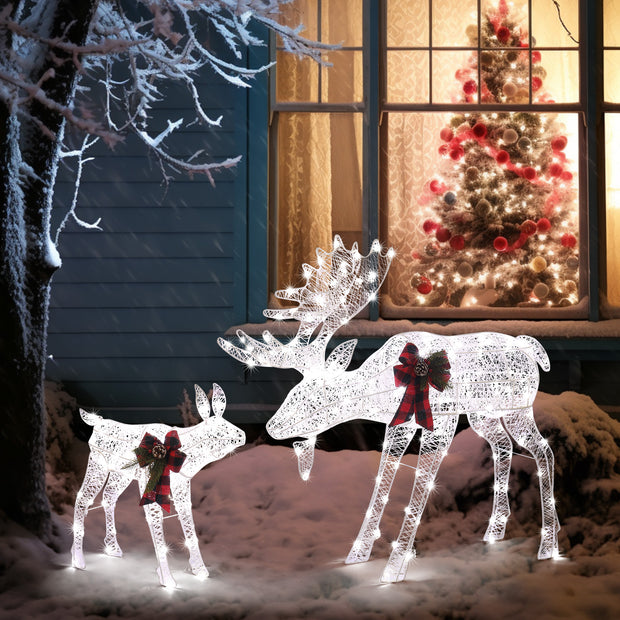 2pcs 4ft 30V 3.6W Moose Family 200LED Leather String Light Garden Moose Decoration - Seasonal Spectra