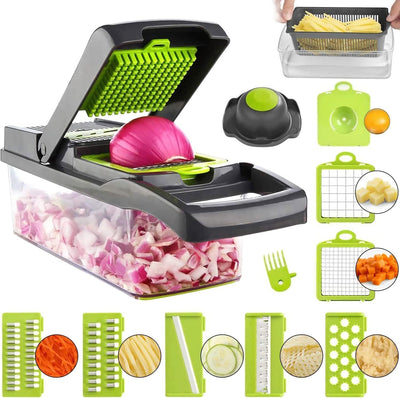 14 in 1 Mandoline Slicer Multi-Function Stainless Steel Vegetable Cutter with Egg Separator Hand Guard Julienne Grater - Seasonal Spectra