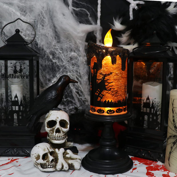 Skull Candle Light Ornament Glowing - Seasonal Spectra