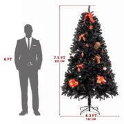 7.5ft 2500 Branches Without Lights Without Pine Cones Tied Tree Structure Christmas Tree Black - Seasonal Spectra