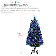 6ft Top With Stars PVC Material Fiber Optics 36 Lights With Snowflakes Colorful Color Change 230 Branches Christmas Tree Green - Seasonal Spectra