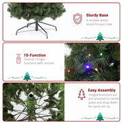 7.5ft Pencil Shape Automatic Tree Structure PVC Material 1090 Round Heads 350 Lights Warm Color With Colorful 10 Modes, Christmas Tree Green - Seasonal Spectra