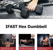 Rubber Coated Hex Dumbbells, Home Gym Training Hex Dumbbell with Metal Handle, 30lbs Free Weights in Pairs or Single