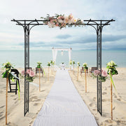 Iron 16mm Tube Flat Top Courtyard Iron Arch for Outdoor Christmas Wedding Party, 206*41*216cm Black - Seasonal Spectra