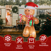 8ft 15W 5 LED Lights Gingerbread Man Holding Gift Garden Gingerbread Man Decoration - Seasonal Spectra