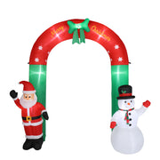 8ft with Santa Snowman 7 Lights Inflatable Festive Arch Decoration - Seasonal Spectra