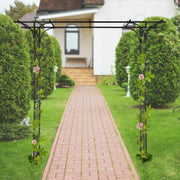 Iron 16mm Tube Flat Top Courtyard Iron Arch for Outdoor Christmas Wedding Party, 206*41*216cm Black - Seasonal Spectra