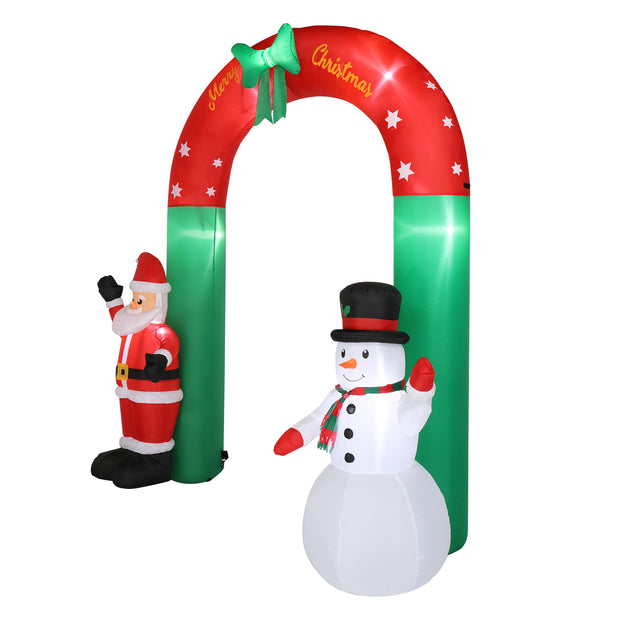 8ft with Santa Snowman 7 Lights Inflatable Festive Arch Decoration - Seasonal Spectra