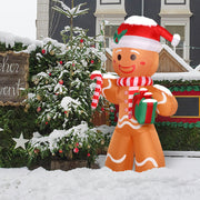 8ft 15W 5 LED Lights Gingerbread Man Holding Gift Garden Gingerbread Man Decoration - Seasonal Spectra