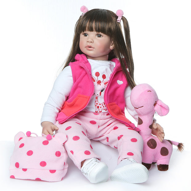 24" Beautiful Simulation Baby Long Hair Girl Wearing a Deer Dress Doll - Seasonal Spectra