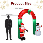 8ft with Santa Snowman 7 Lights Inflatable Festive Arch Decoration - Seasonal Spectra