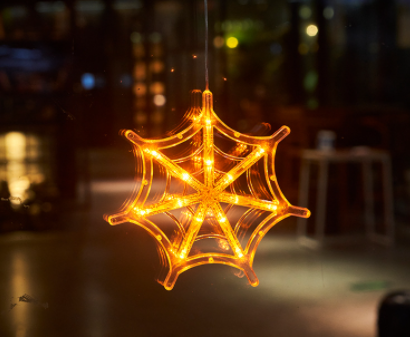 Halloween Window Hanging LED Lights Spider Pumpkin - Seasonal Spectra