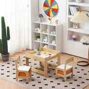 Children's wooden table and chair set with two storage bags - Seasonal Spectra