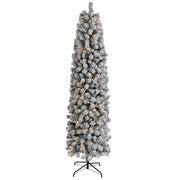 7.5ft Pointed Pencil Shape PVC Material Green Flocking 350 Warm Color Clearance Lights 641 Branches Christmas Tree - Seasonal Spectra