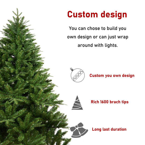 The 70.5-inch artificial Christmas tree, with 1,600 cutting-edge, no light, no lightning, artificial spruce PVC/PE Christmas tree, suitable for indoor and outdoor decoration - Seasonal Spectra