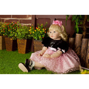 24" Beautiful Simulation Baby Golden Curly Girl Wearing Black Powder Skirt Doll - Seasonal Spectra