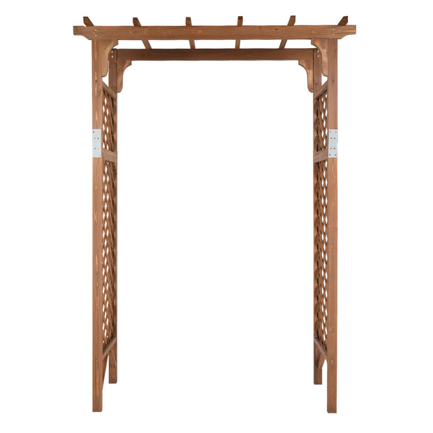 Beautiful And Practical Flat-Topped Wooden Arch Garden Arch Dark Brown 152*60*215cm - Seasonal Spectra