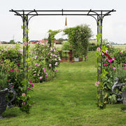 Iron 16mm Tube Flat Top Courtyard Iron Arch for Outdoor Christmas Wedding Party, 206*41*216cm Black - Seasonal Spectra