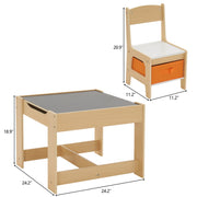 Children's wooden table and chair set with two storage bags - Seasonal Spectra