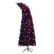 7ft Wizard Hat Shape Automatic Tree Structure PVC Material 1050 Branches 400 Lights 10 Functions With Remote Control Christmas Tree Purple And Orange - Seasonal Spectra