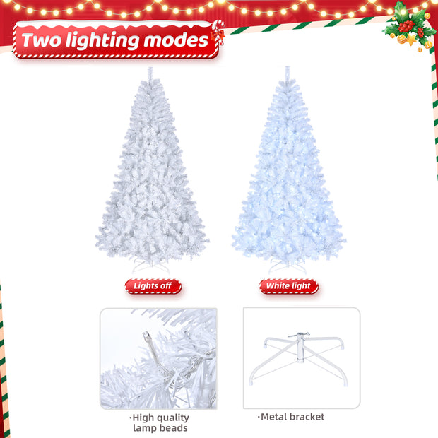 7ft 1346 Branches Automatic Tree Structure PVC Material 500 Lights Cool Color 8 Modes Christmas Tree White - Seasonal Spectra