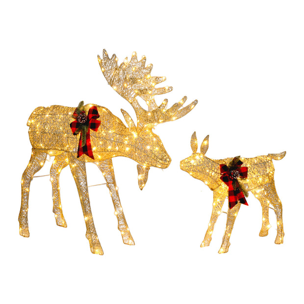 2pcs 4ft 30V 3.6W Moose Family 200LED Leather String Light Garden Moose Decoration - Seasonal Spectra