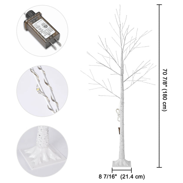 6FT Lighted Birch Tree with 305 LEDs Warm White Lights, 8 Lighting Modes and Brightness Adjustment for  Summer Christmas Holiday Party Decoration - Seasonal Spectra