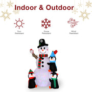 6 Ft. Christmas Snowman Inflatables Outdoor Decoration with 3 Penguins, 4 Light Strings and 1 Colorful Rotating Light - Seasonal Spectra