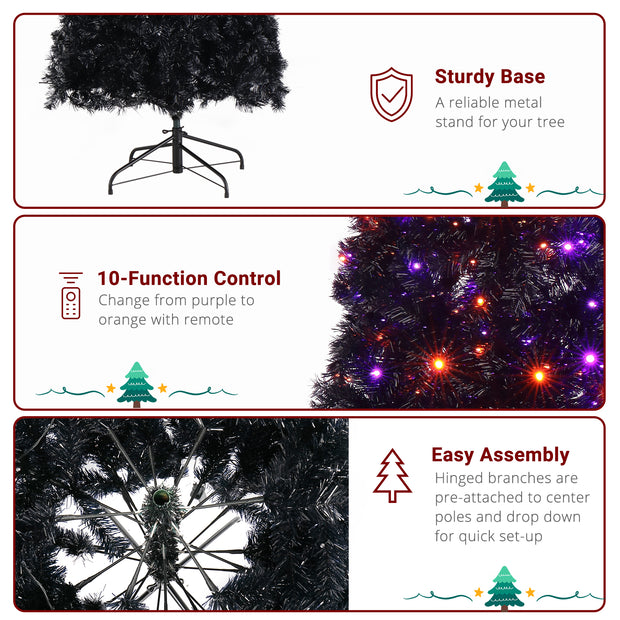 7ft Wizard Hat Shape Automatic Tree Structure PVC Material 1050 Branches 400 Lights 10 Functions With Remote Control Christmas Tree Purple And Orange - Seasonal Spectra