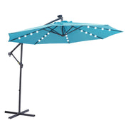 10 FT Solar LED Patio Outdoor Umbrella Hanging Cantilever Umbrella Offset Umbrella Easy Open Adjustment with 32 LED Lights - Seasonal Spectra