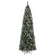 9ft Automatic Tree Structure Pointed Pencil Shape PVC Material Green Sticky White 460 Lights Warm Color 8 Modes 1298 Branches 91 Pine Cones 91 Berries Christmas Tree - Seasonal Spectra