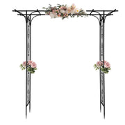 Iron 16mm Tube Flat Top Courtyard Iron Arch for Outdoor Christmas Wedding Party, 206*41*216cm Black - Seasonal Spectra