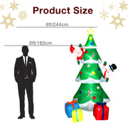 8ft with Snowman Santa Claus 3 Gift Boxes 9 String Lights Inflatable Garden Christmas Tree Decoration - Seasonal Spectra