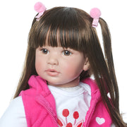 24" Beautiful Simulation Baby Long Hair Girl Wearing a Deer Dress Doll - Seasonal Spectra