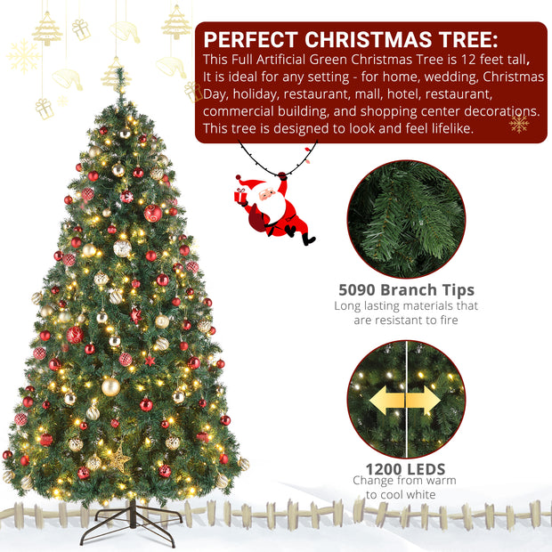 10ft Automatic Tree Structure PVC Material 1200 Lights Warm Color with Colorful 10 Modes with Remote Control 5090 Branches Christmas Tree Green - Seasonal Spectra