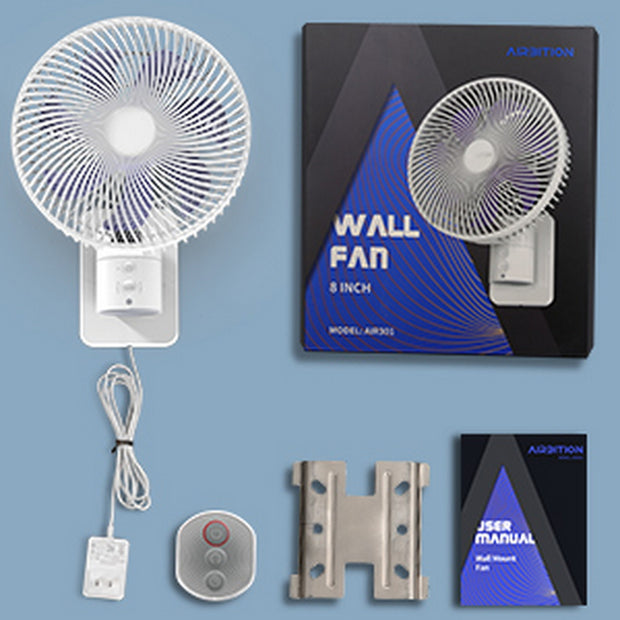 8” Small Wall Mount Fan with Remote Control - Seasonal Spectra