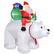 6ft 15W 7pcs LED Lights Santa Claus Rides Polar Bear Garden Santa Claus Decoration - Seasonal Spectra