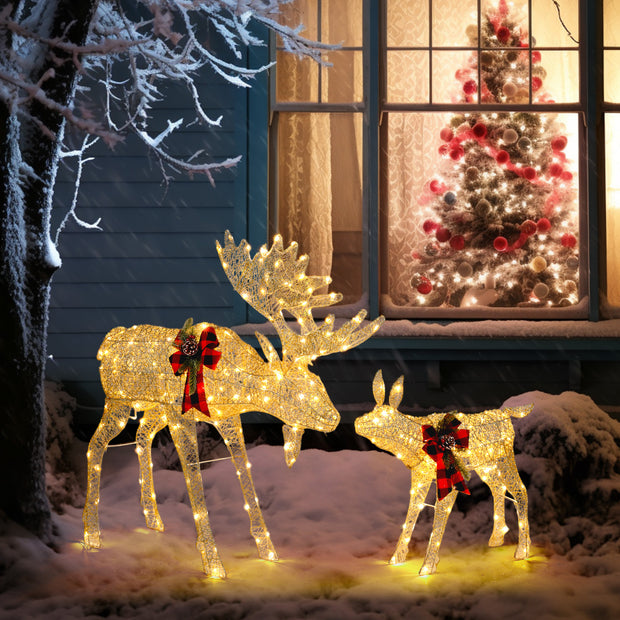 2pcs 4ft 30V 3.6W Moose Family 200LED Leather String Light Garden Moose Decoration - Seasonal Spectra