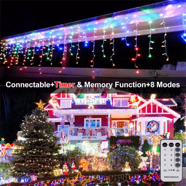 Curtain Icicle Lights Wedding Party LED Fairy Christmas Indoor Outdoor - Seasonal Spectra