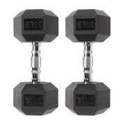 Rubber Coated Hex Dumbbells, Home Gym Training Hex Dumbbell with Metal Handle, 30lbs Free Weights in Pairs or Single