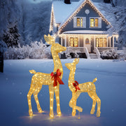 2-Piece Lighted Christmas Deer Family, Outdoor Yard Decoration Set with 210 LEDs Warm White Light, Gold - Seasonal Spectra