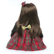 24" Beautiful Simulation Baby Long-Haired Girl Wearing a Christmas Plaid Skirt Doll - Seasonal Spectra